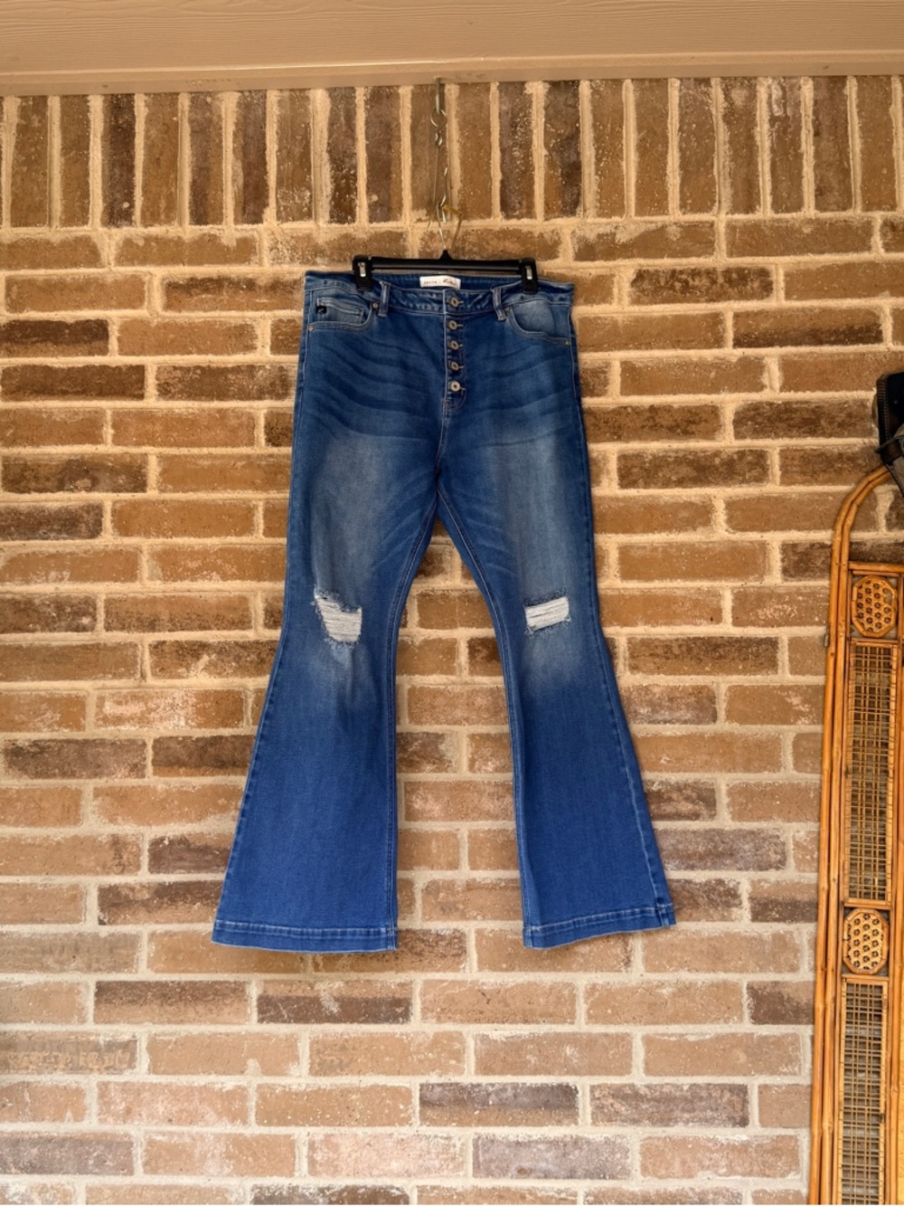 KanCan Blue High-Rise Distressed Flare Jeans